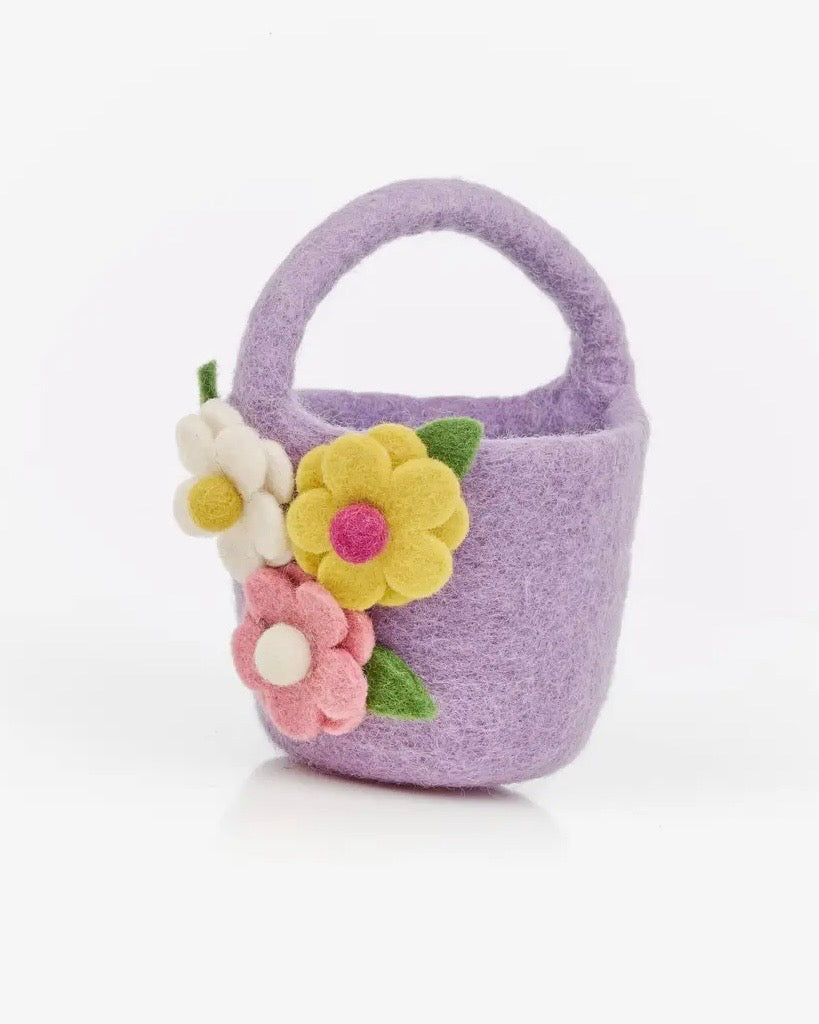 Handmade Felt Spring Floral Bucket