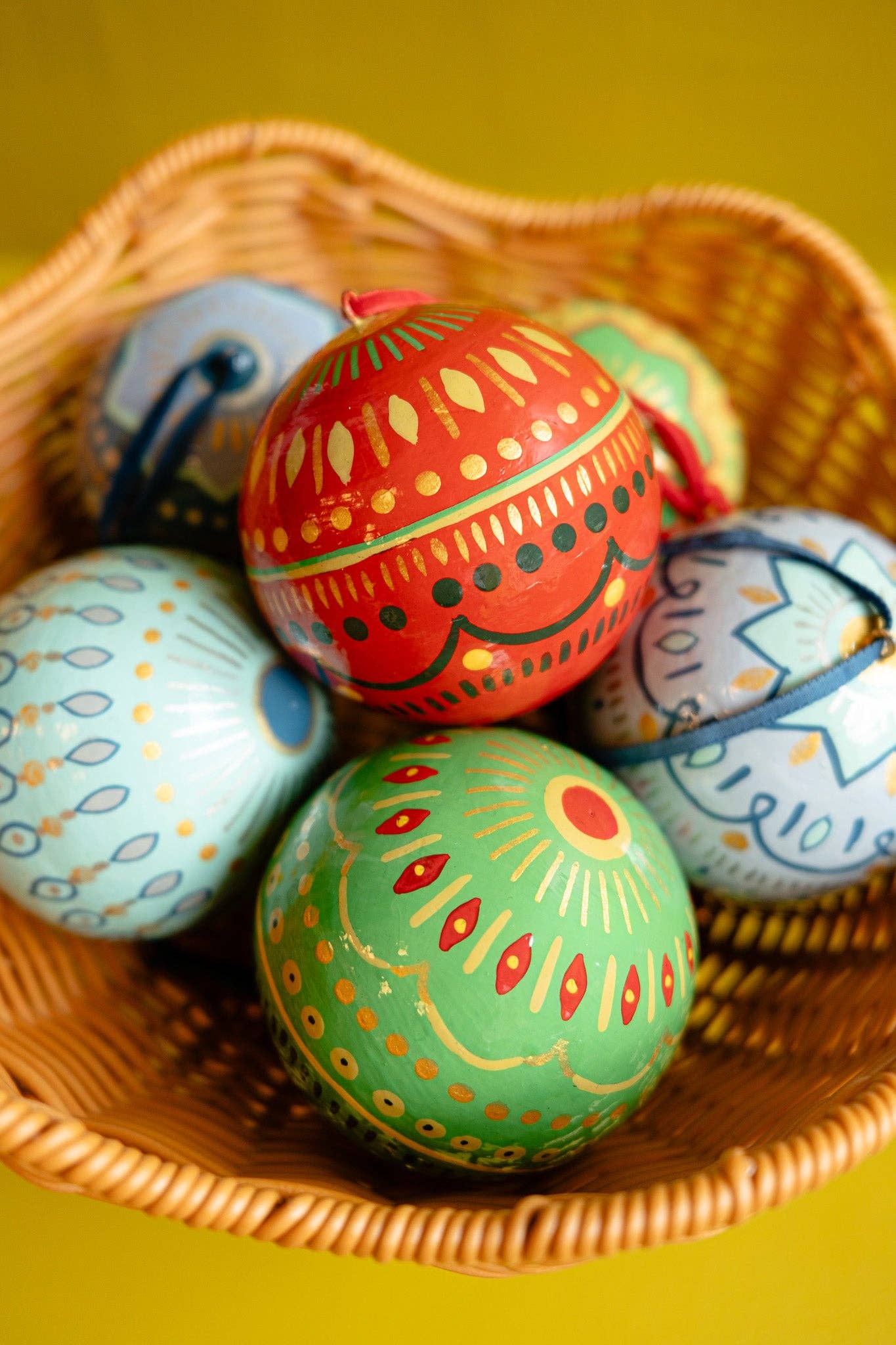 Jolly Green Bauble Bag - Set of Three Paper Baubles