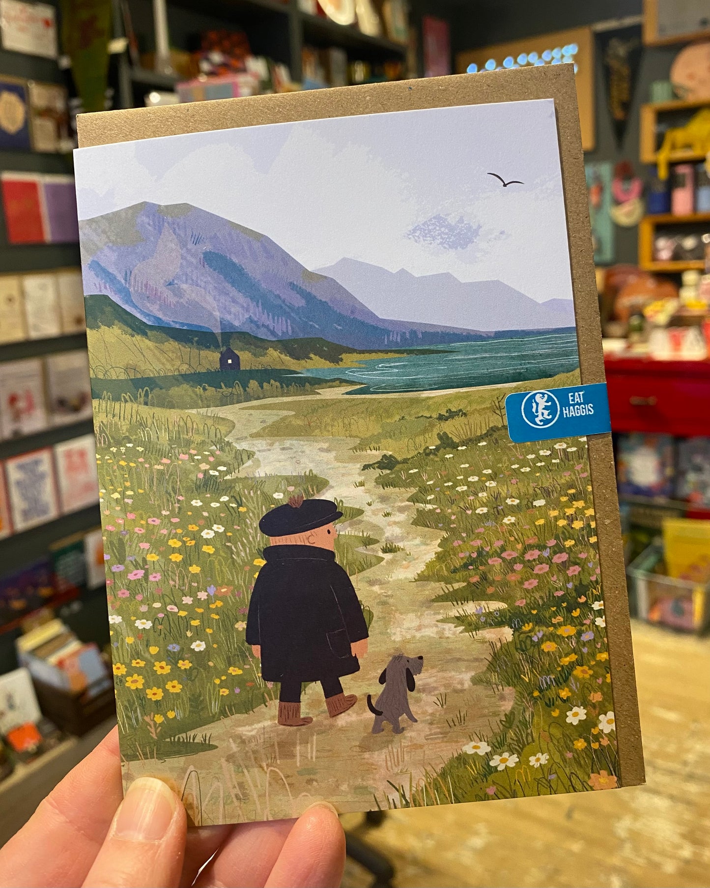 Walking Flower Meadow Man Card