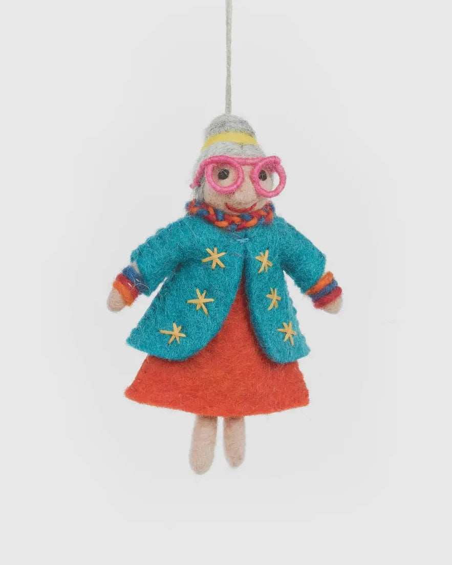 Handmade Felt Groovy Granny Decoration