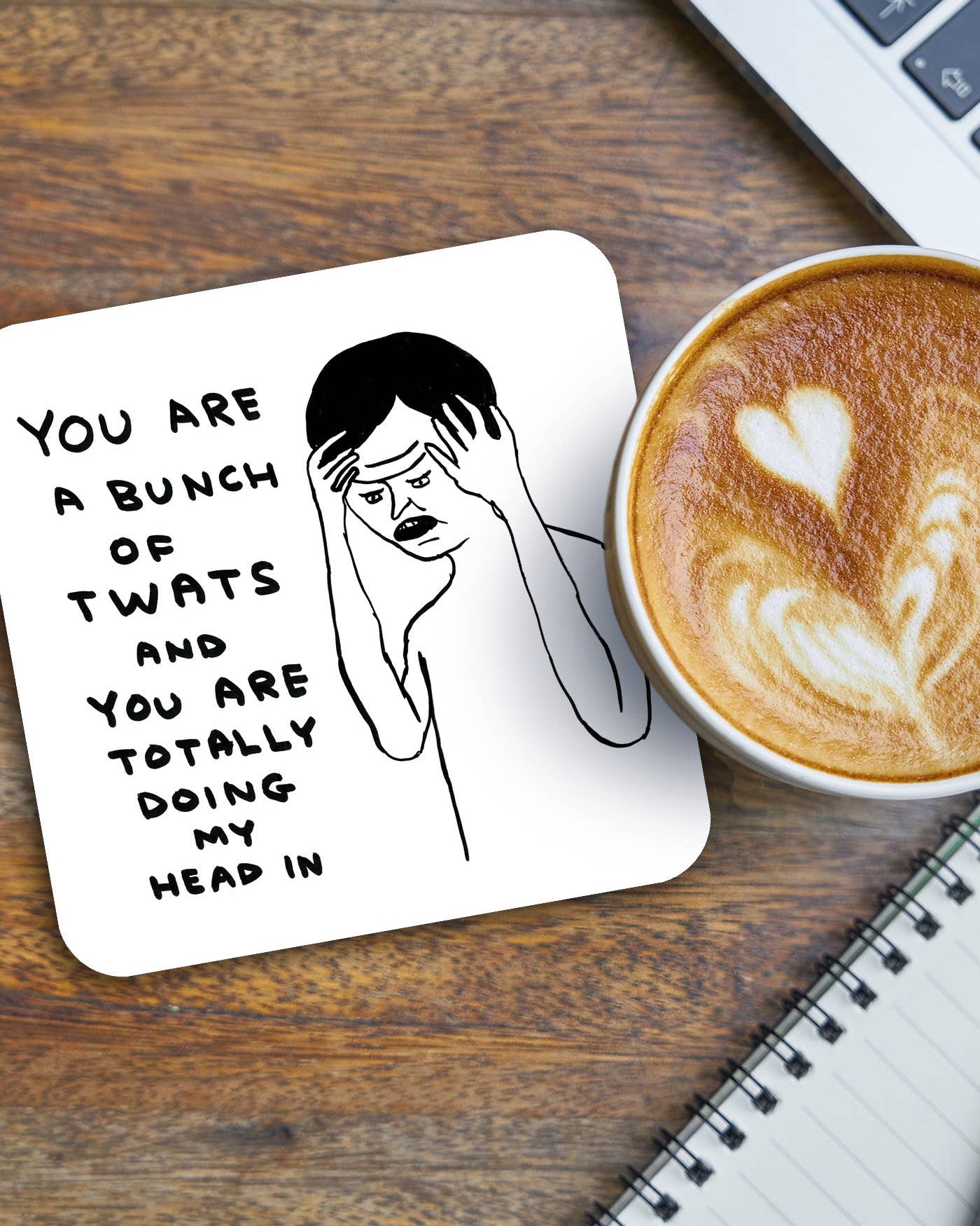 David Shrigley Coaster - Bunch Of Twats