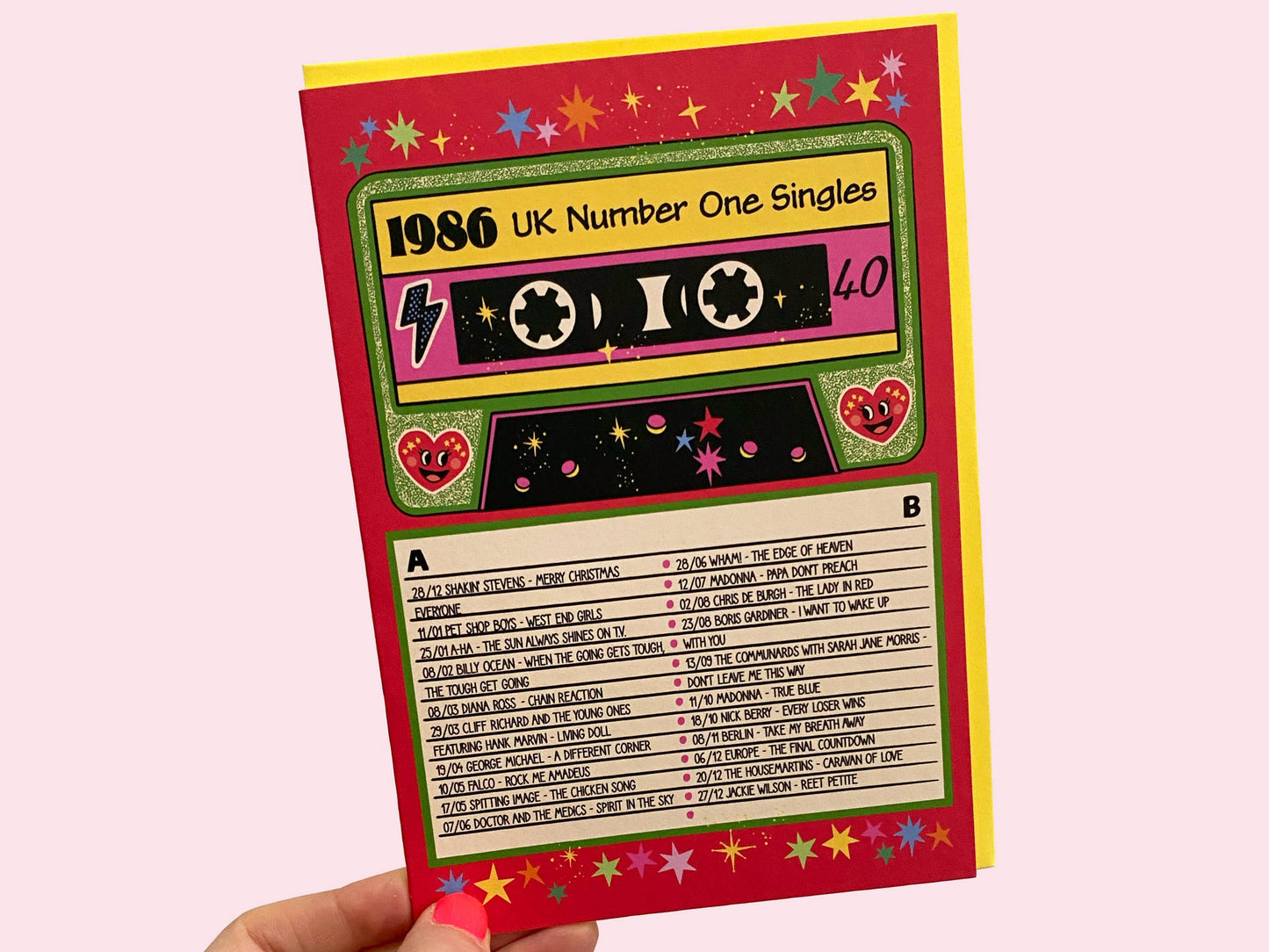 UK Number One Singles 1986 40th Birthday Card