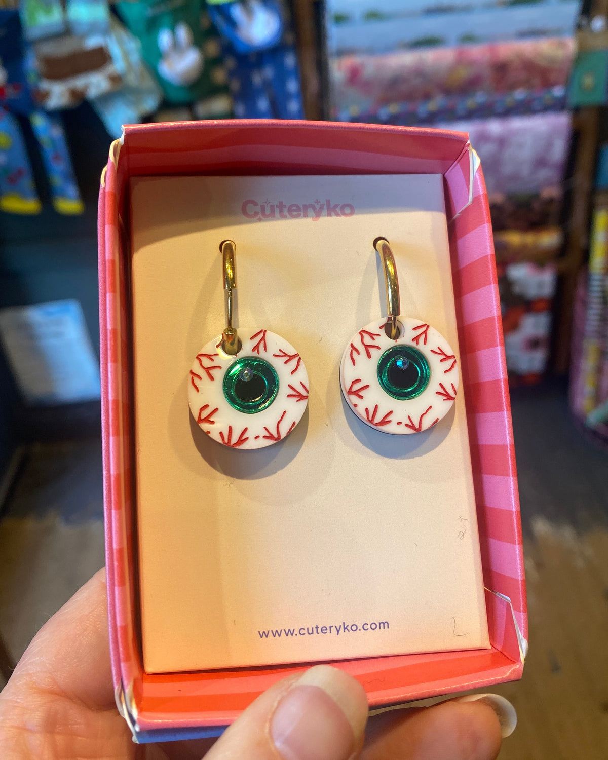 Bloodshot Eyeball Hoop Earrings