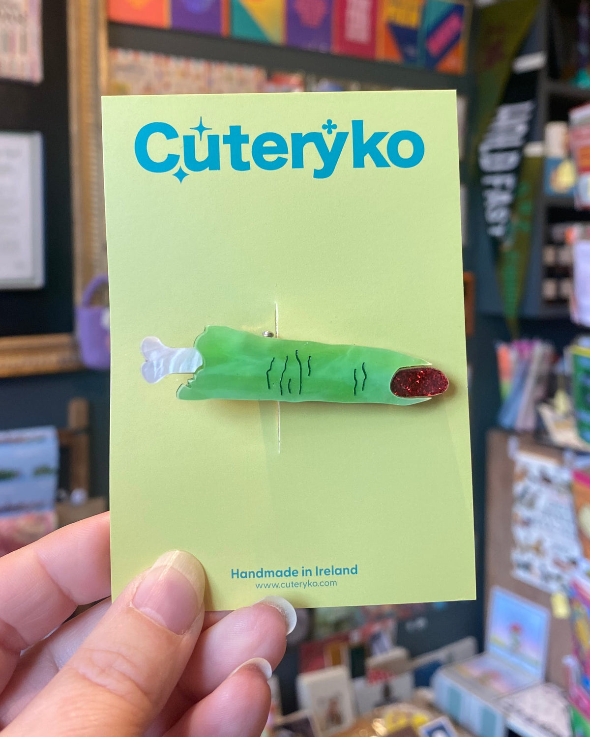Green Finger Hair Clip