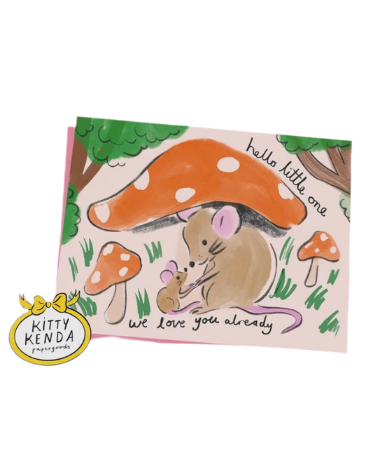Baby Mouse New Baby Card-Kitty Kenda-My Beautiful Caravan