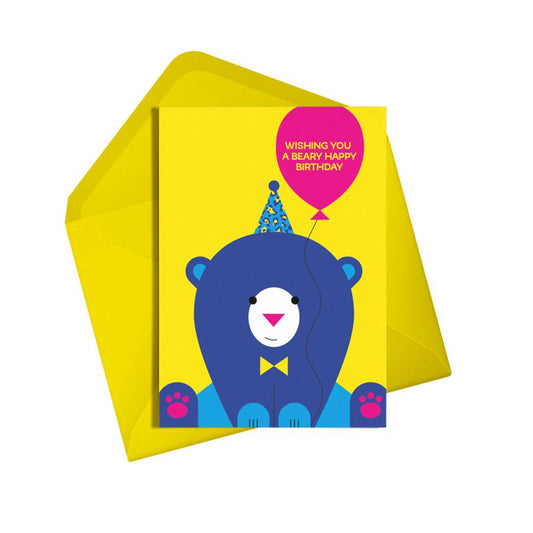 Beary Happy Birthday Card-Alphablots-My Beautiful Caravan