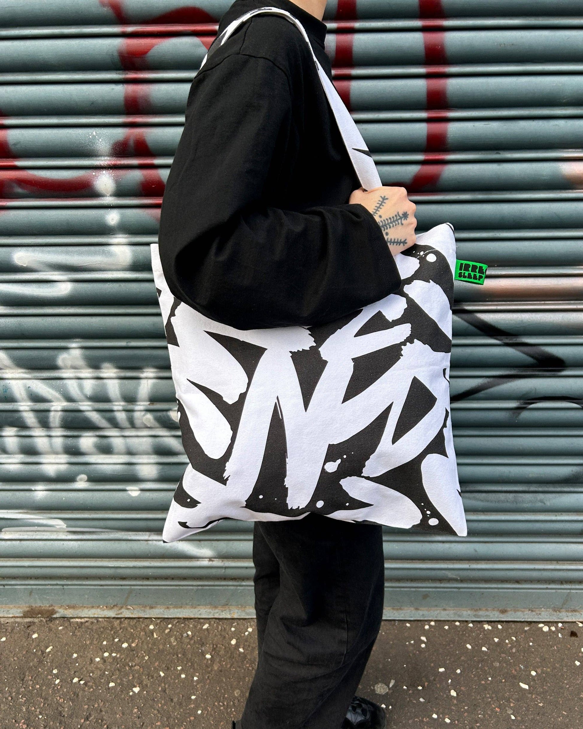 Big Ez Tote Bag in Mono-Irregular Sleep Pattern-My Beautiful Caravan