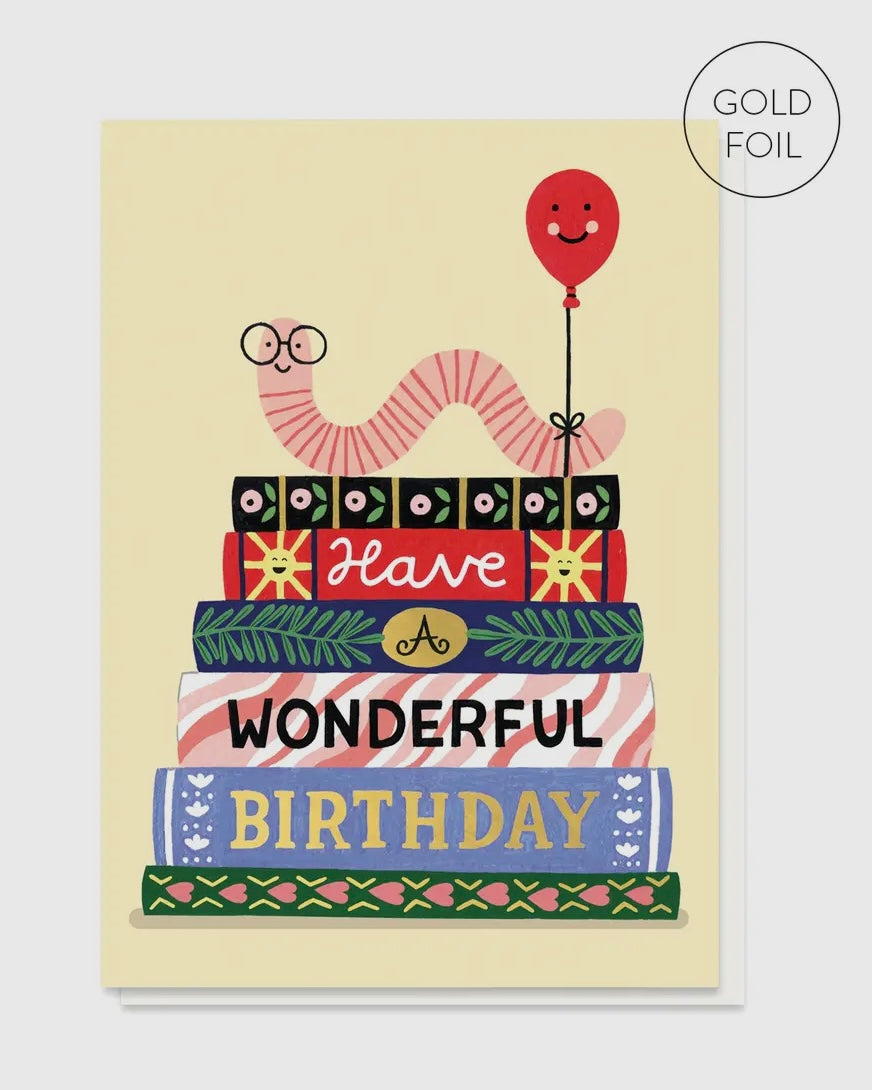 Bookworm Birthday Card-Stormy Knight-My Beautiful Caravan