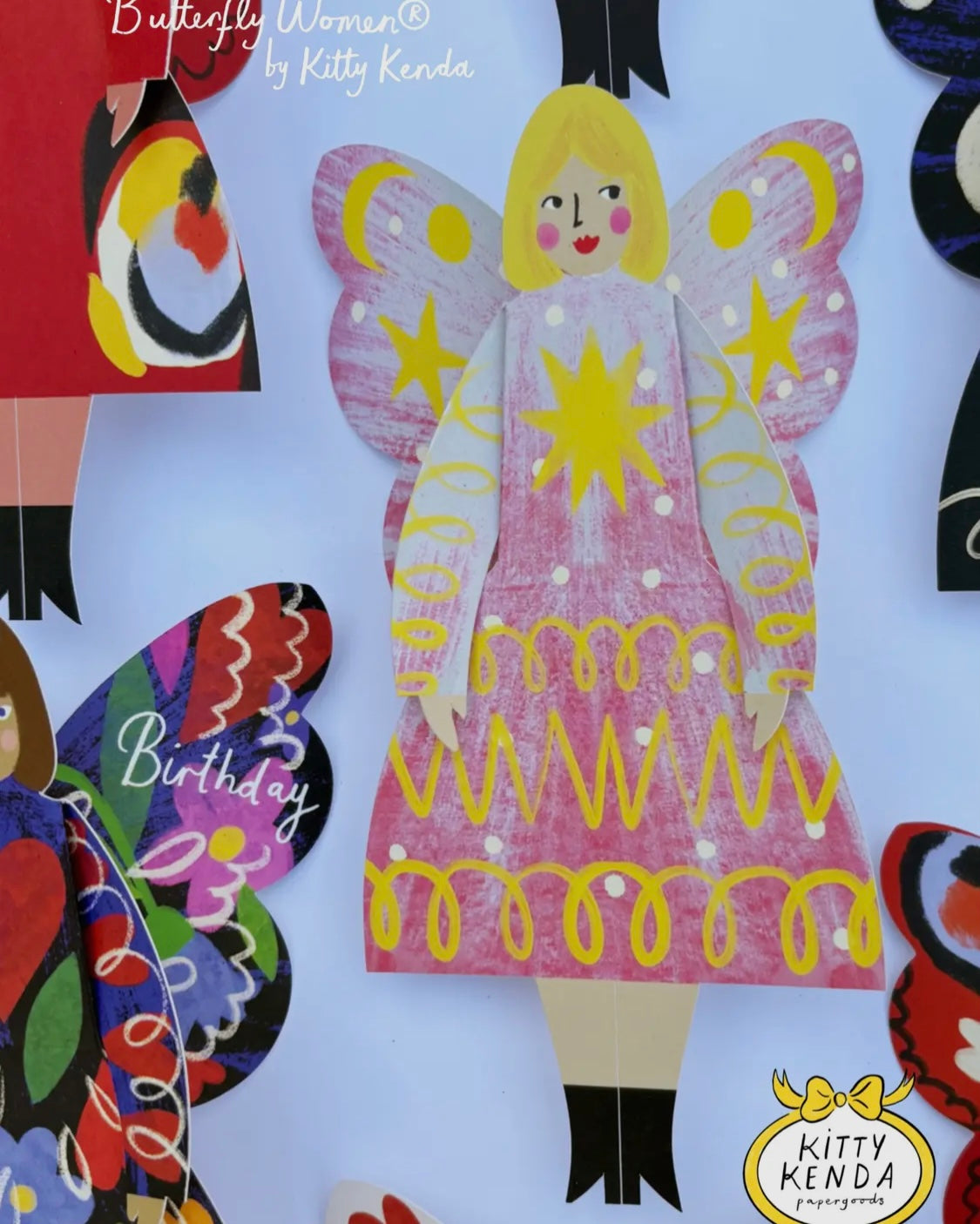 Butterfly Woman Sitting Card-Kitty Kenda-My Beautiful Caravan