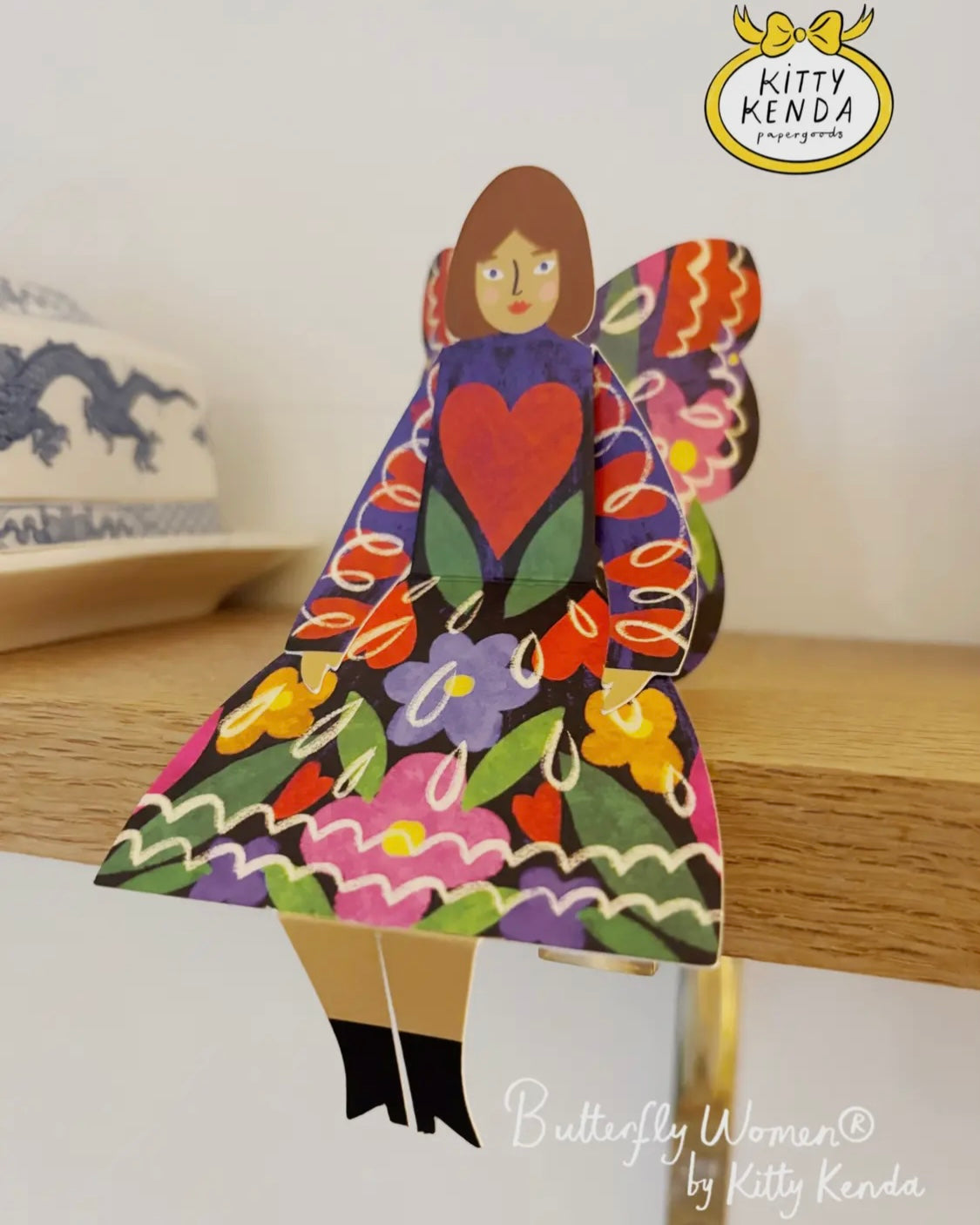 Butterfly Woman Sitting Card-Kitty Kenda-My Beautiful Caravan