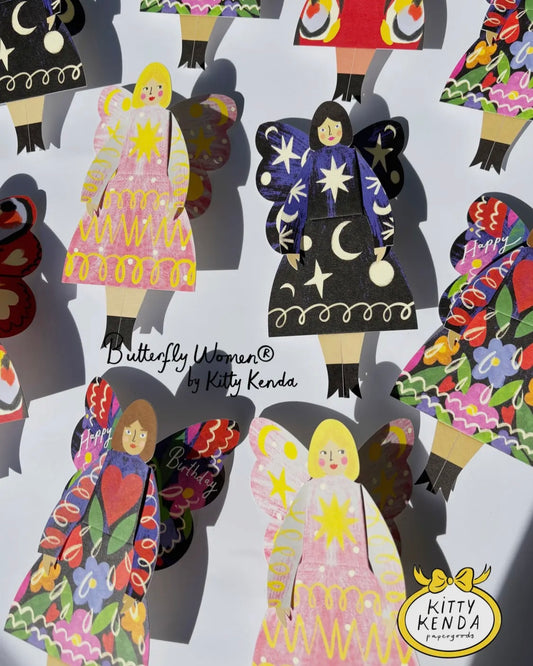 Butterfly Woman Sitting Card-Kitty Kenda-My Beautiful Caravan