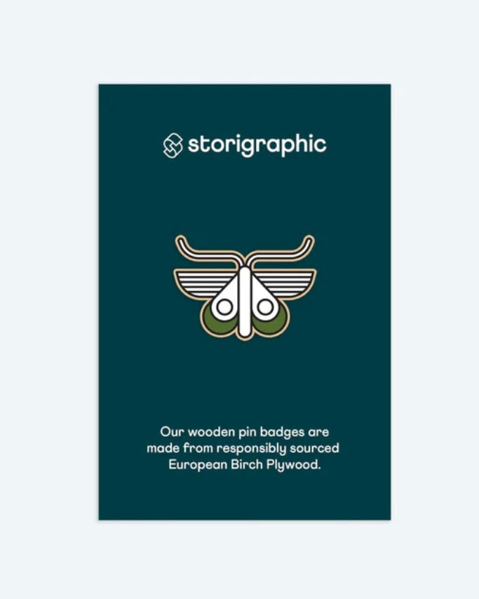 Butterfly Wooden Pin Badge-Storigraphic-