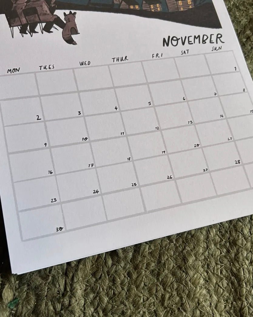 November page of calendar on a textured surface