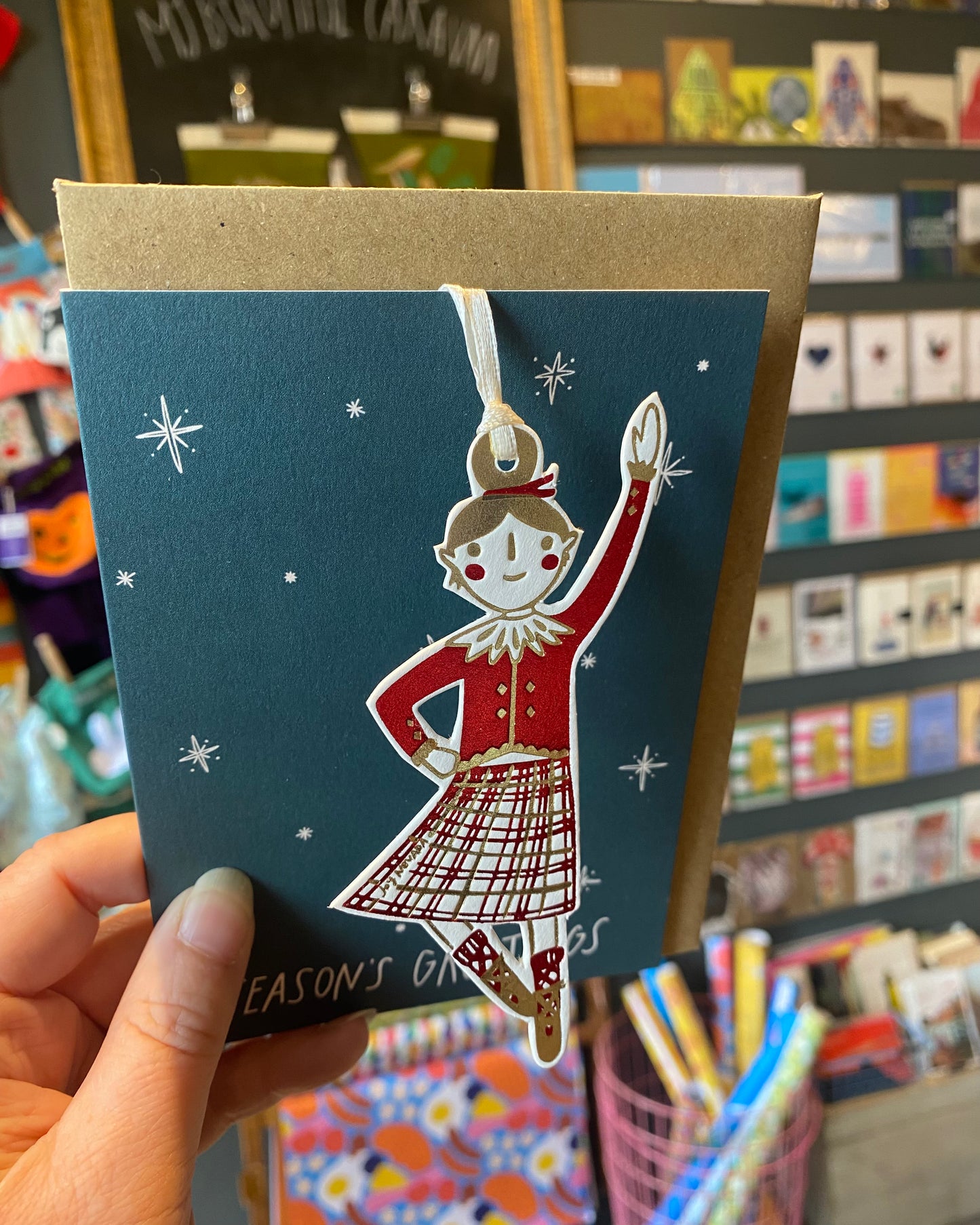 Christmas Card with Highland Dancer Hanging Decoration-Joy Nevada-My Beautiful Caravan