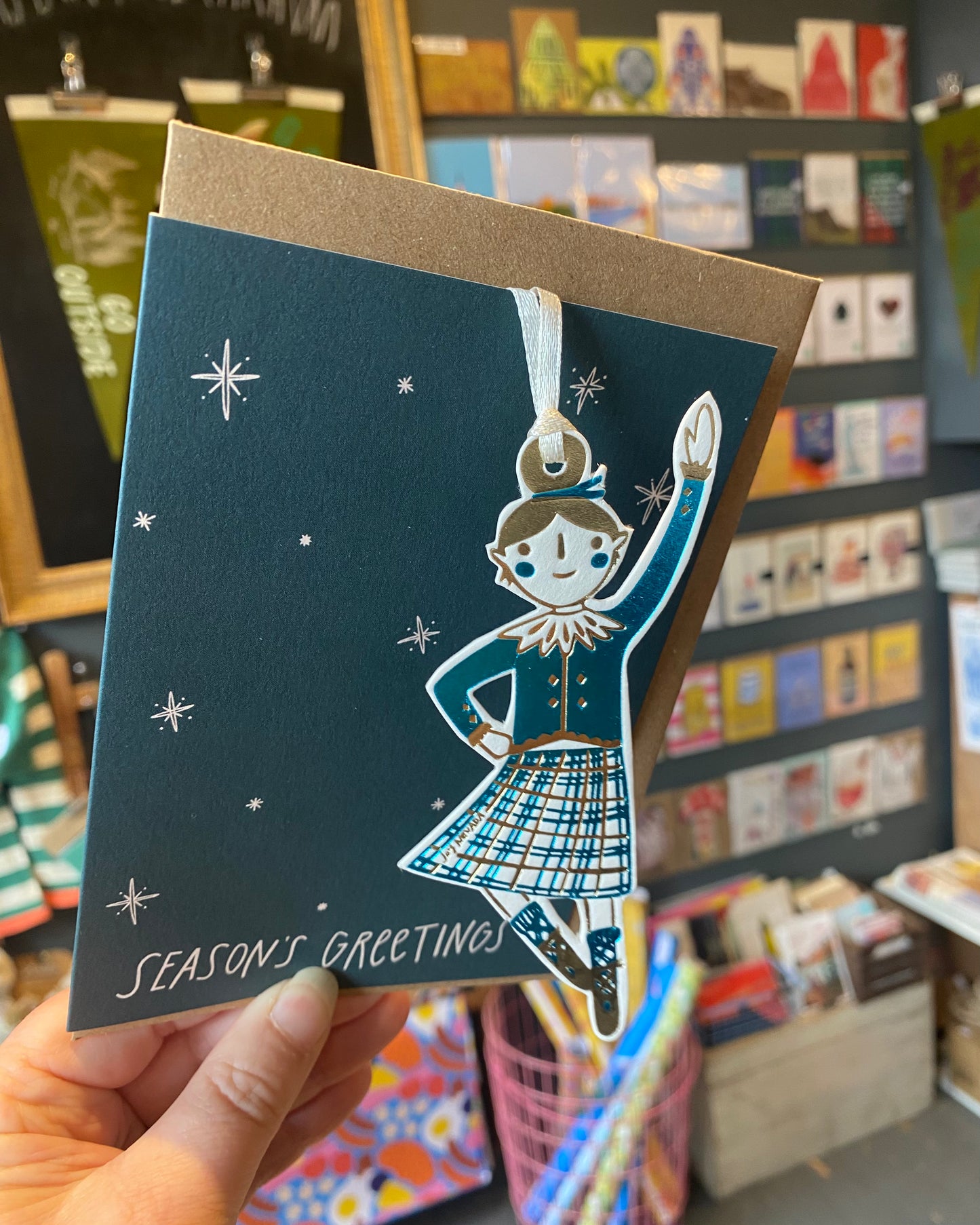 Christmas Card with Highland Dancer Hanging Decoration-Joy Nevada-My Beautiful Caravan
