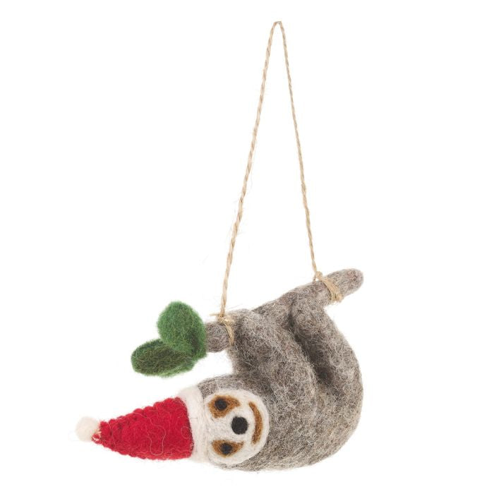 Christmas Sloth Tree Hanging Decoration-Felt So Good-My Beautiful Caravan