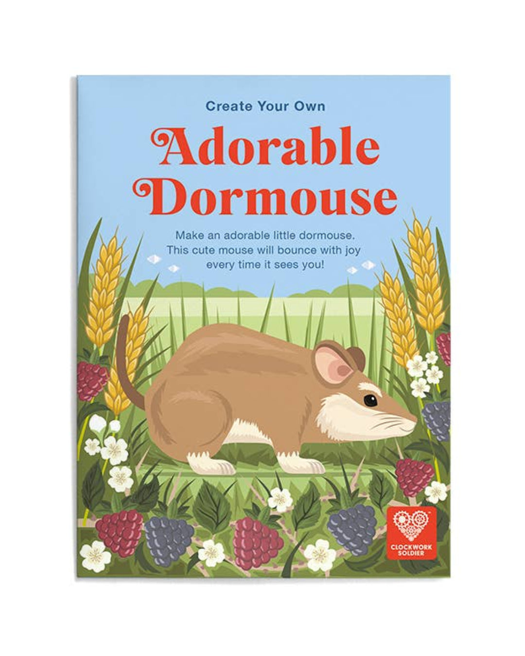 Package of 'Create Your Own Adorable Dormouse' with a mouse illustration on a grassy background.
