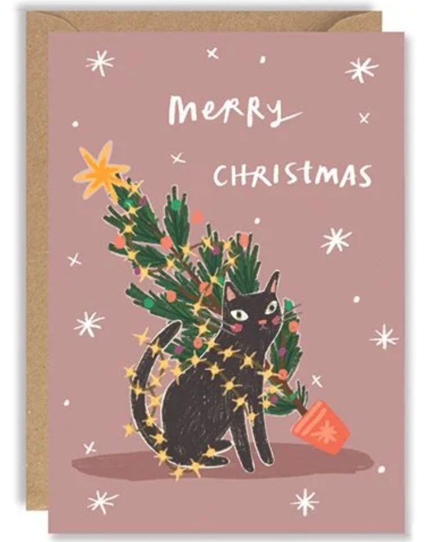 Crazy Cat Christmas Tree Card-Joy Nevada-My Beautiful Caravan