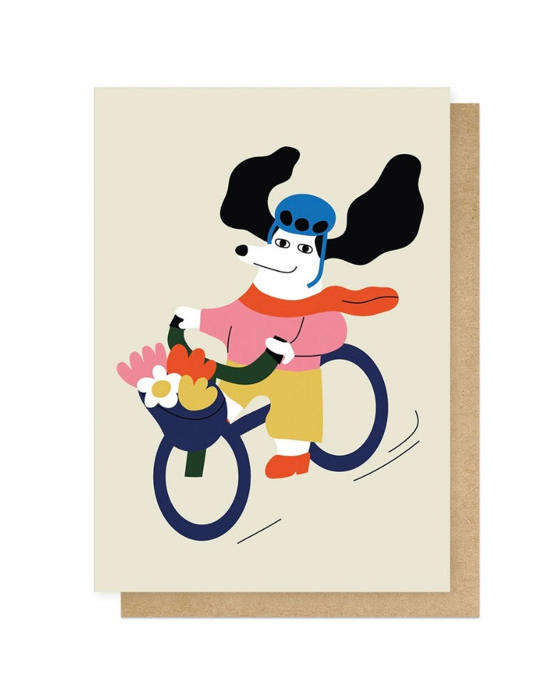 Cycling Dog Card-East End Prints-My Beautiful Caravan