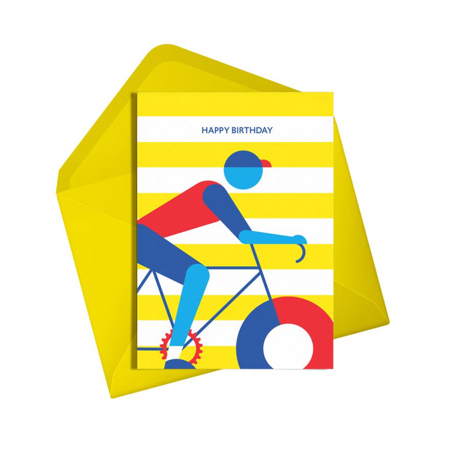 Cyclist Birthday Card-Alphablots-My Beautiful Caravan