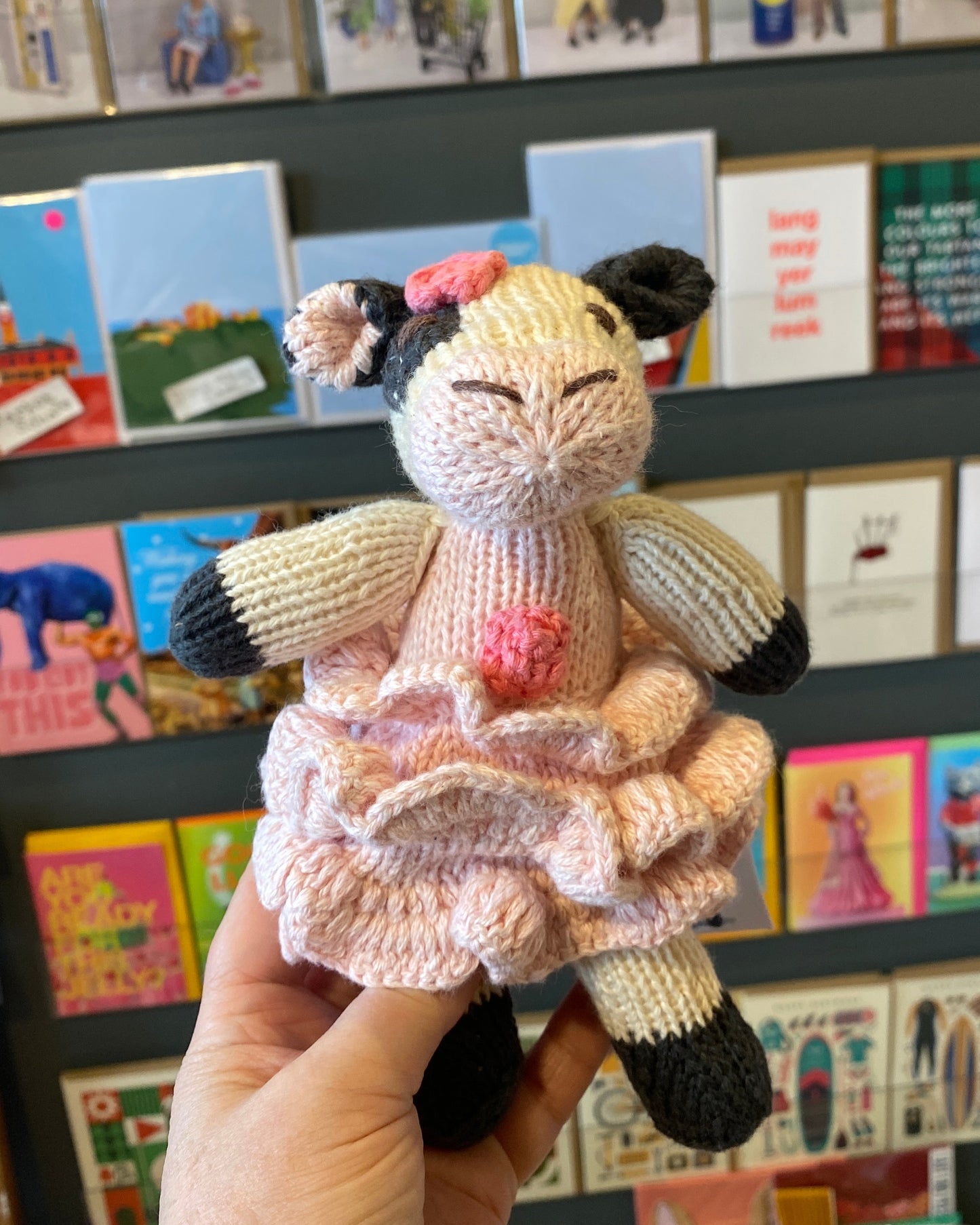 Cow In A Pink Dress - Knitted Soft Toy