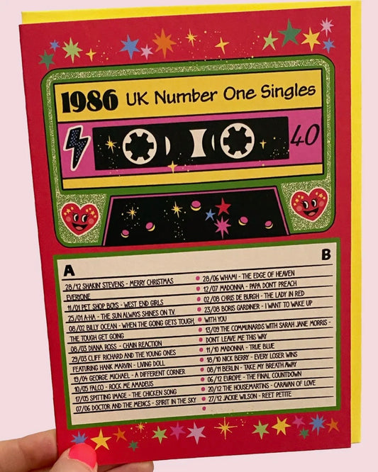 UK Number One Singles 1986 40th Birthday Card
