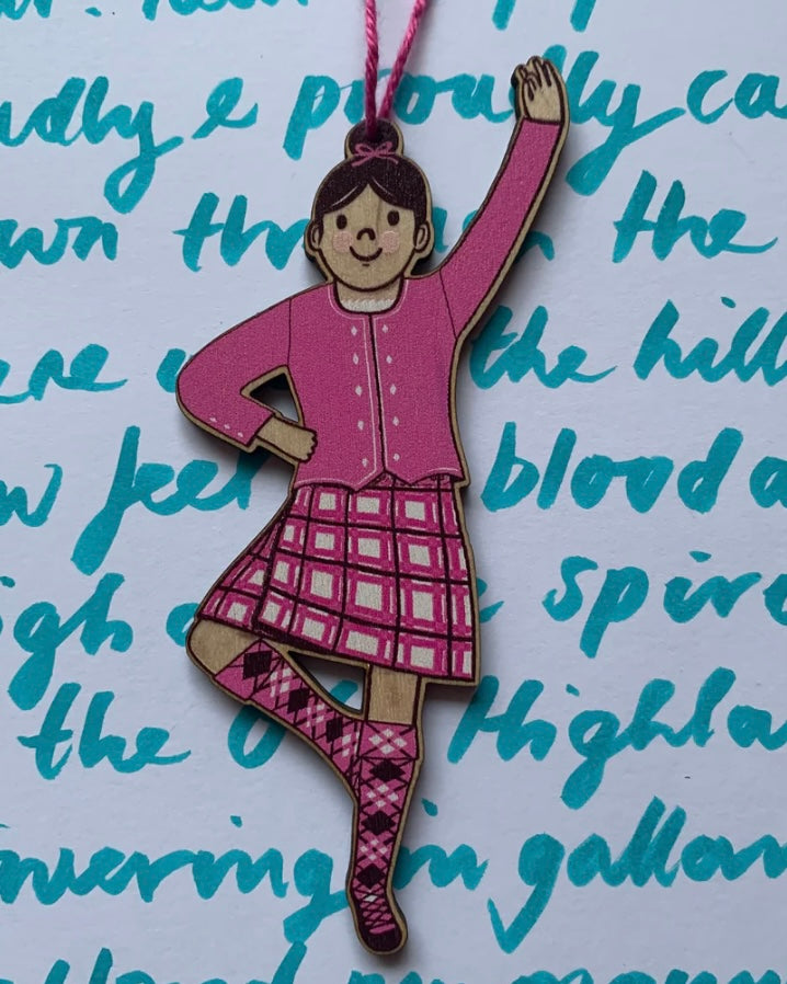 Highland Dancer Wooden Decoration