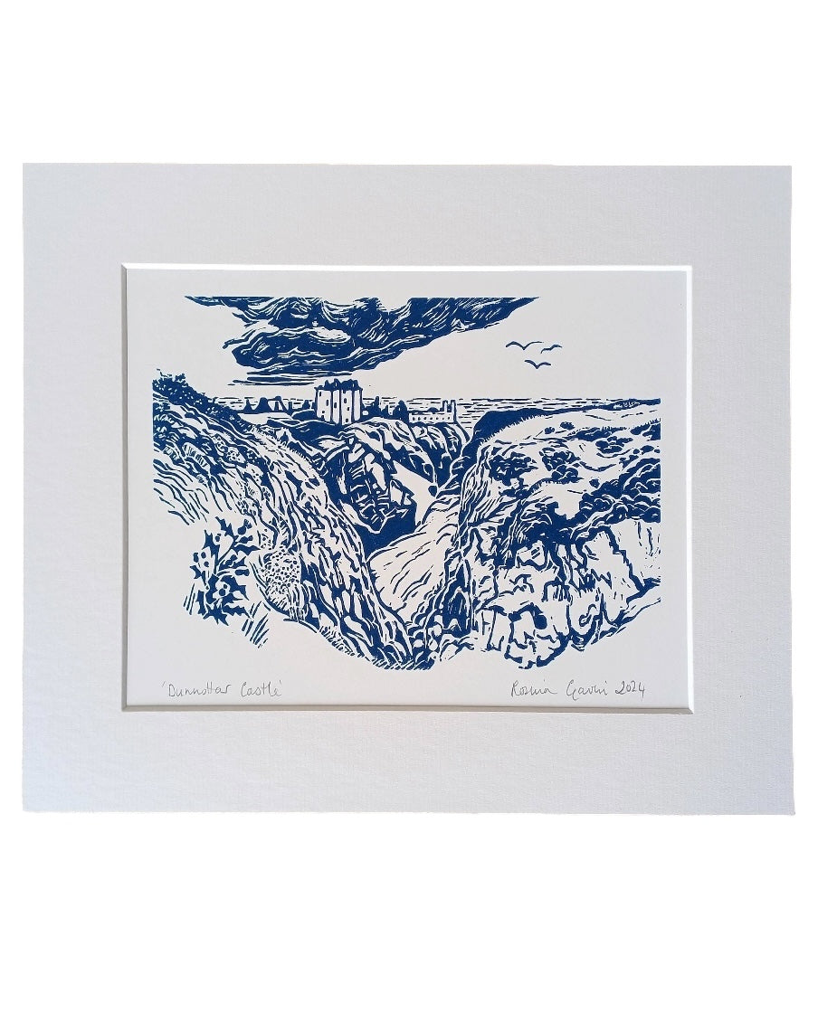 Dunnottar Castle Linocut Print by Rosina Gavin-Rosina Gavin-My Beautiful Caravan