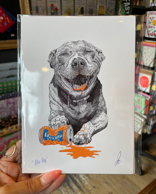 Pointillist Scottish Bru Dog Print