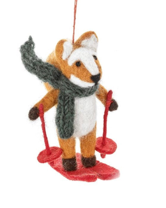 Felt Felix the Skiing Fox Hanging Christmas Decoration-Felt So Good-My Beautiful Caravan