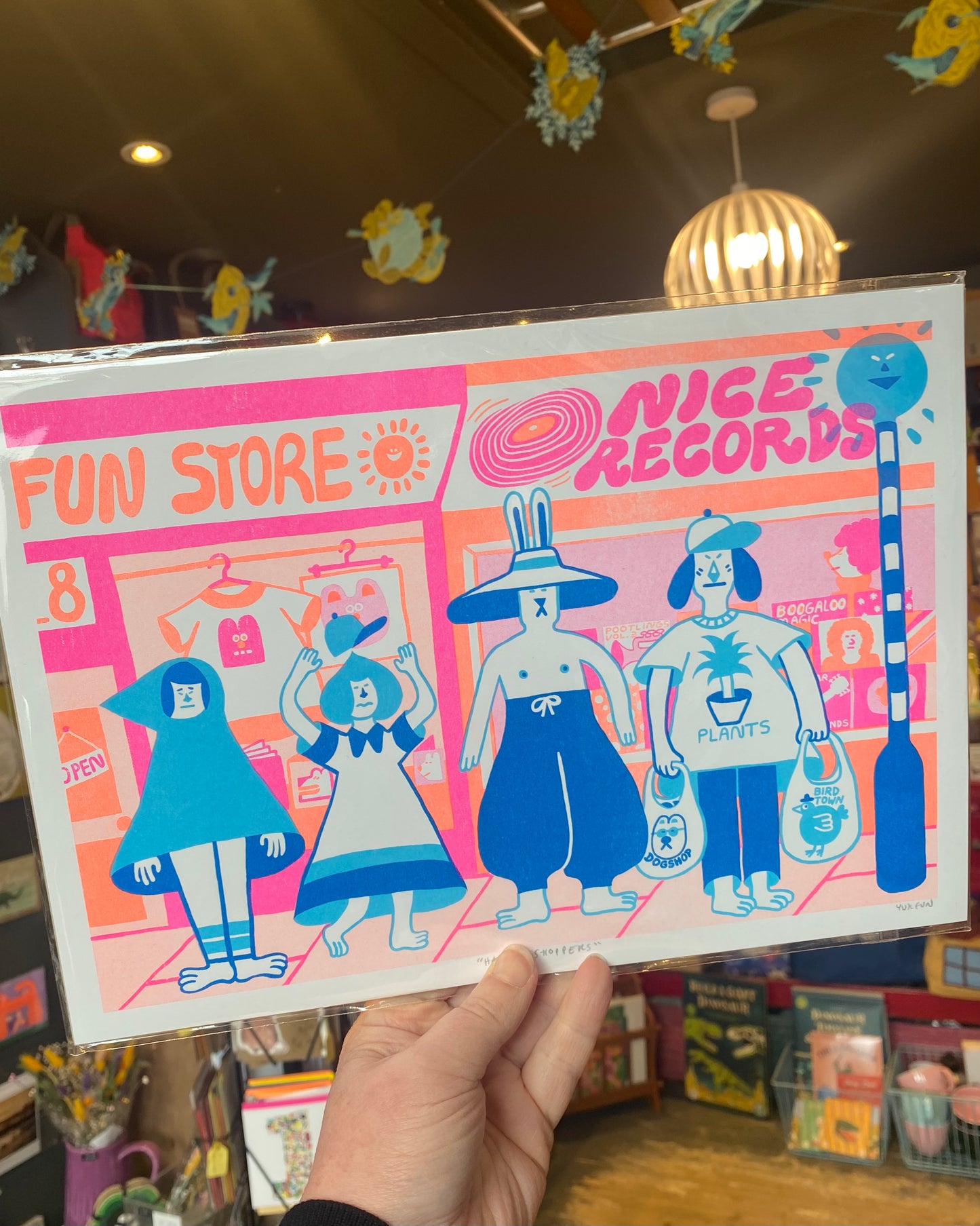 Happy Shoppers A4 Riso Art Print