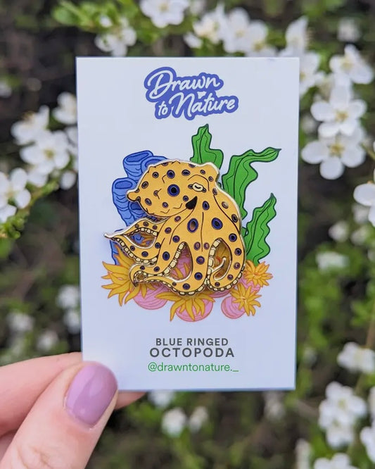 Blue Ring Octopus Pin