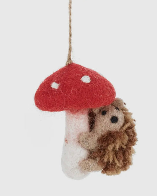 Toadstool  Hedgehog Felt Decoration