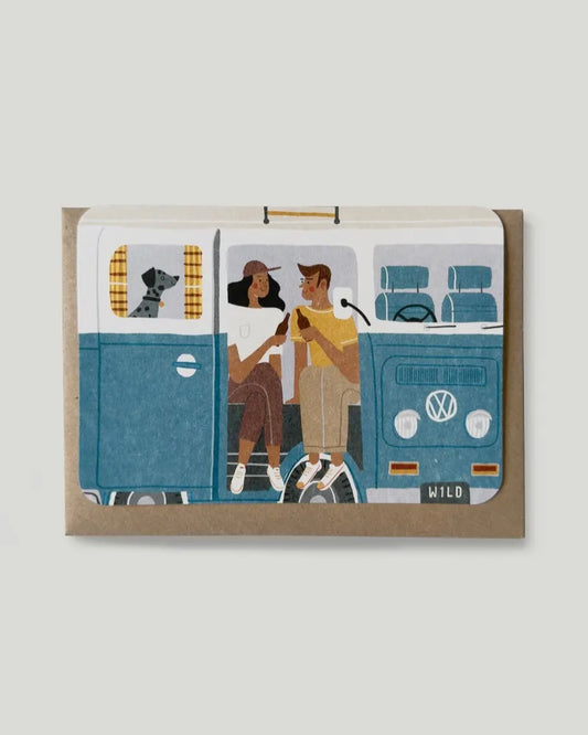 Blue Campervan Greetings Card