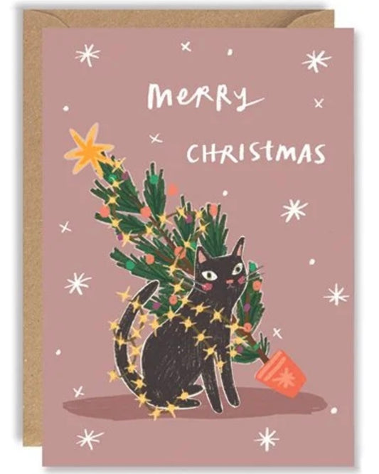 Crazy Cat Christmas Tree Card