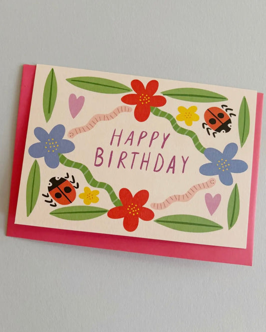 Garden Print Happy Birthday Card