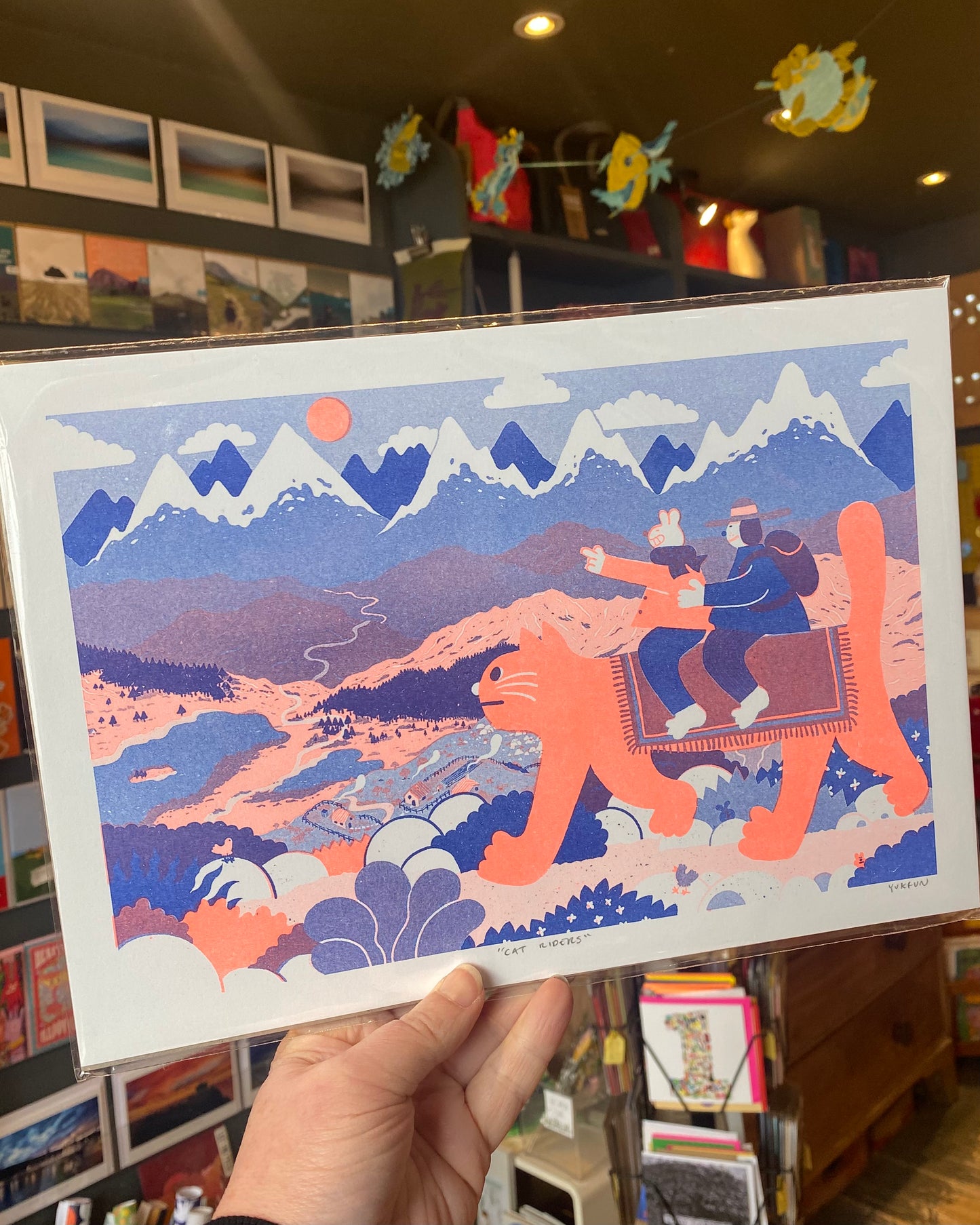 Cat Riders A4 Riso Art Print