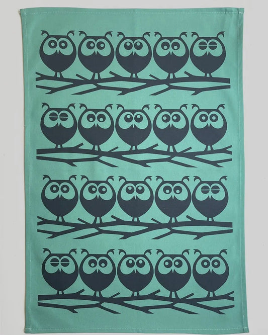 Hornsea Owls on Branch Teatowel-Magpie-
