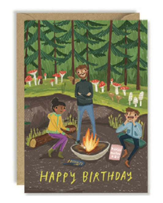 Mushroom Campfire Birthday Card