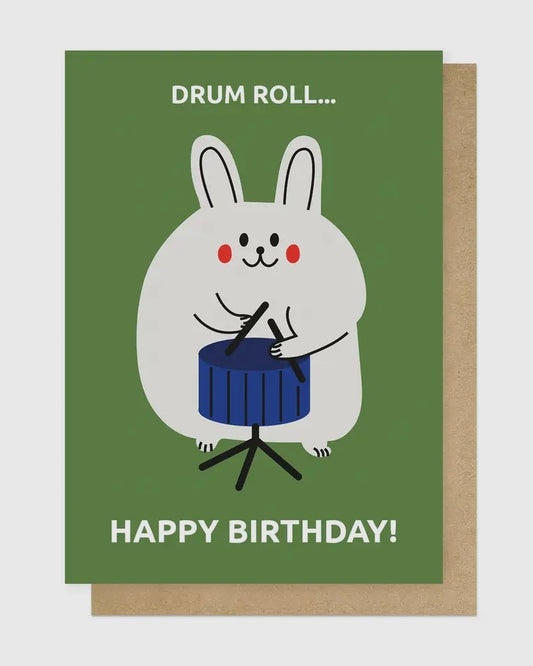 Drum Roll Bunny Birthday Card