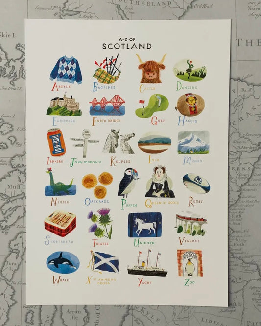 A-Z Of Scotland A3 Print