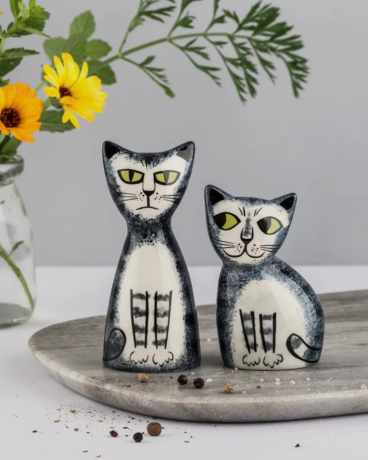 Grey Tabby Cat Salt & Pepper Shakers