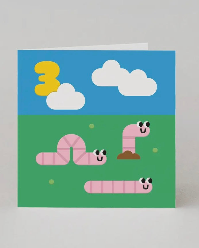 3rd Birthday Worms Card