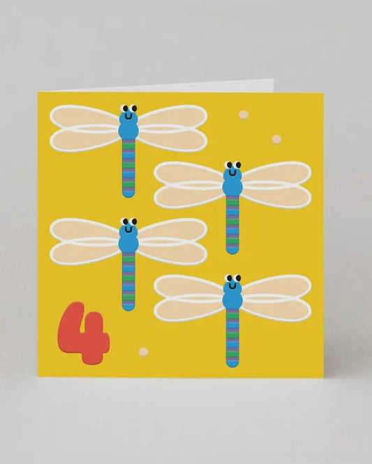 4th Birthday Dragonflies Card