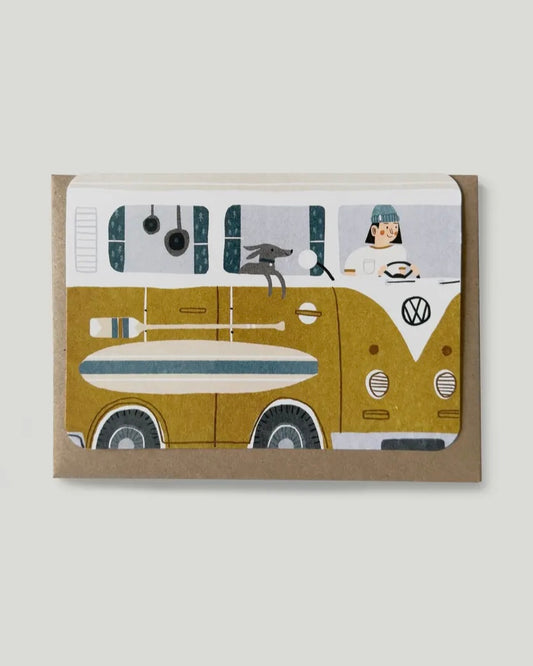 Yellow Campervan Greetings Card
