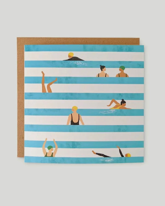 Swimmers Stripes Greetings Card