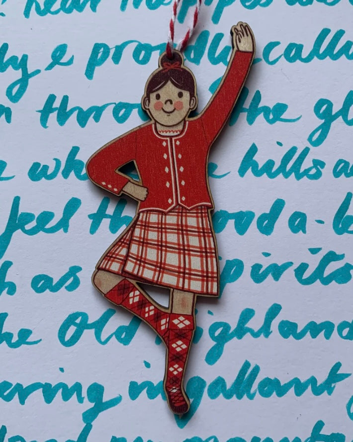 Highland Dancer Wooden Decoration