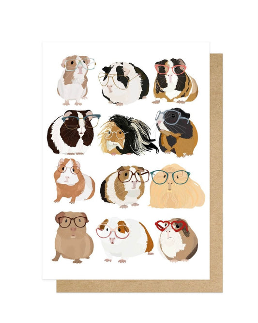 Guinea Pigs Wearing Glasses Card