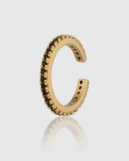Black Stone Gold Ear Cuff
