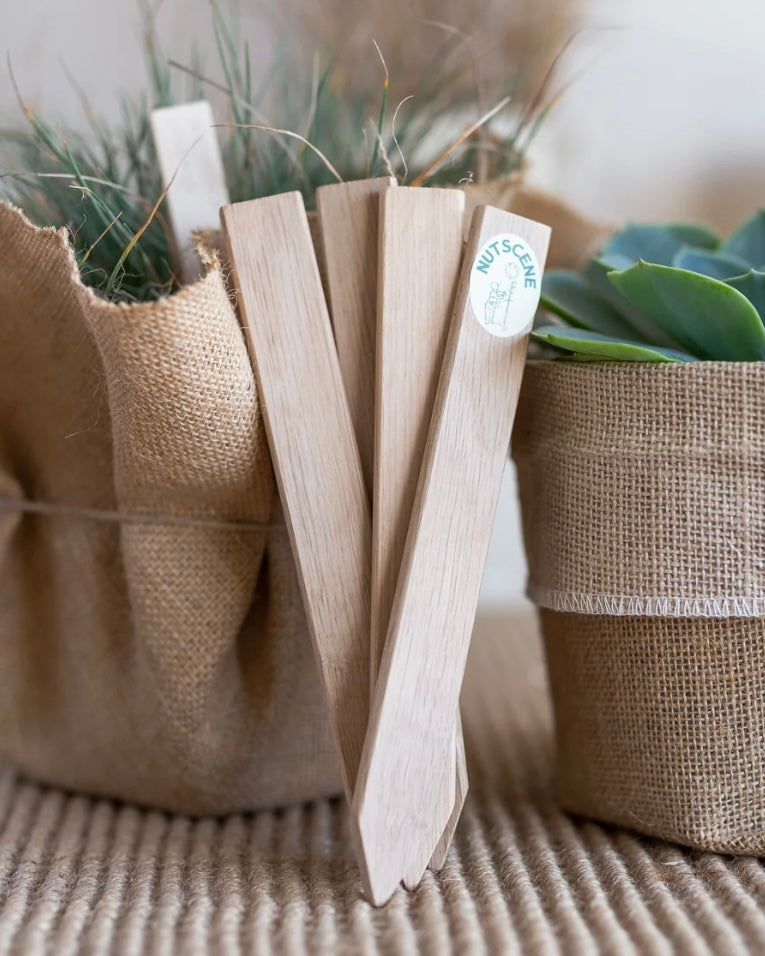 Oak Wooden Plant Labels Set